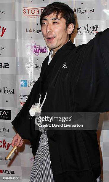Comedian Sanshiro Katsura attends the LA EigaFest Opening Night Gala at the Egyptian Theatre on December 14, 2012 in Hollywood, California.