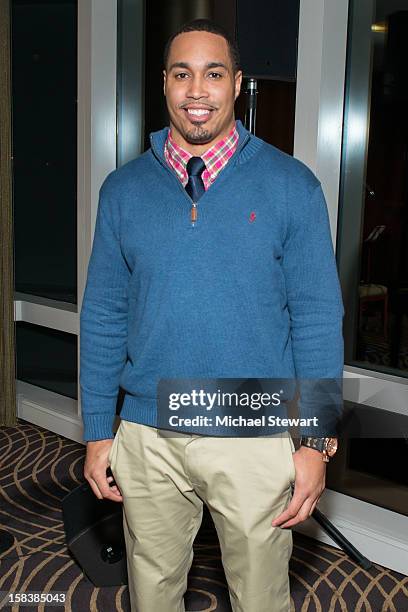 New York Giants player Travis Beckum attends Lonneke Engel And Valentina Zelyaeva Organice Your Life Annual Holiday Party at Time Warner Building on...