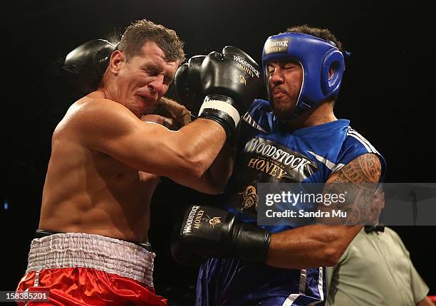 Greg Bird and Rene Ranger in action during the bout between Greg Bird and Rene Ranger during the 2012 Fight for Life at Trusts Stadium on December...