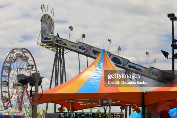 having fun at the amusement park - amusement park ohio foto e immagini stock