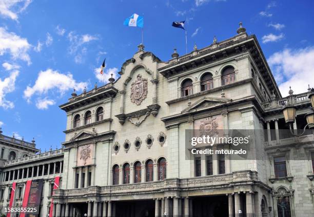 republic of guatemala national palace - stone façade with coat of arms, guatemala city, guatemala - guatemala city bildbanksfoton och bilder