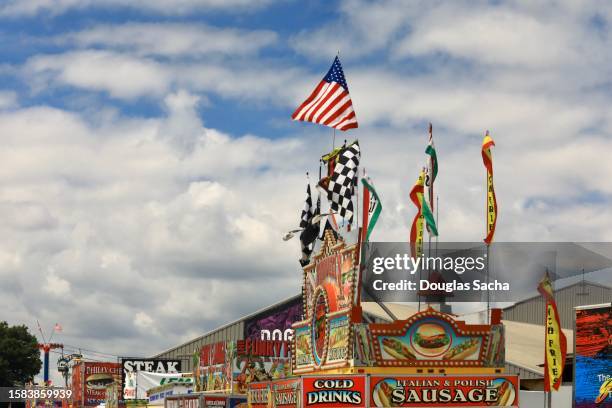 summer carnival in the midwest - anticipation rollercoaster stock pictures, royalty-free photos & images