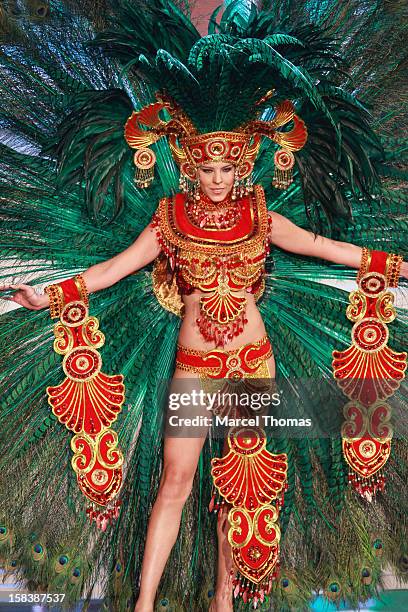 Miss Panama Stephanie Vander displays her national costume at the 2012 Miss Universe National Costume event at Planet Hollywood Casino Resort on...