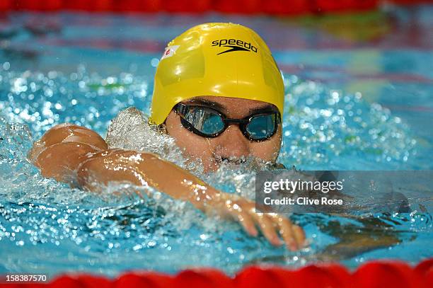 Kenneth To of Australia swims out after his Men's 100m Individual Medley heats during day four of the 11th FINA Short Course World Championships at...