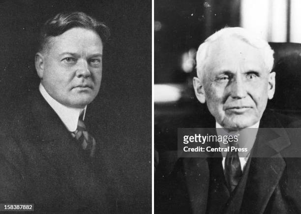 In this composite image a comparison has been made between former US President Herbert Hoover and his serving Secretary of State Frank B. Kellogg....