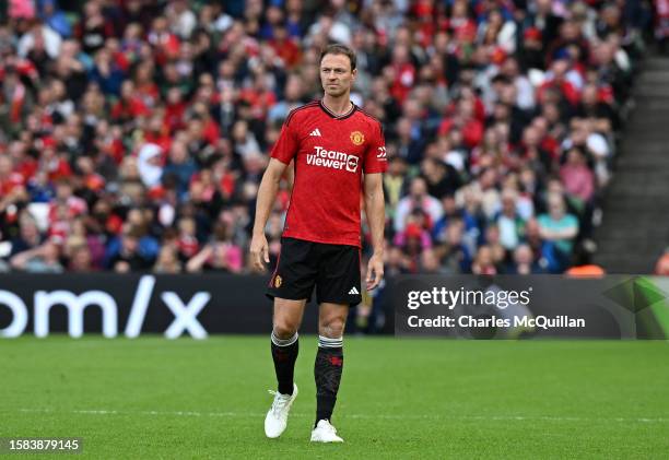 Jonny Evans of Manchester United in action during the pre season friendly match between Manchester United and Athletic Bilbao at Aviva Stadium on...