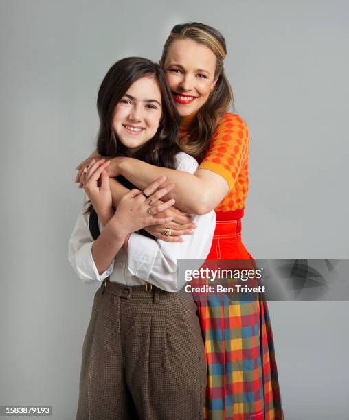 Abby Ryder Fortsen and Rachel McAdams pose for People Magazine on April 27, 2022 in Las Vegas, Nevada.