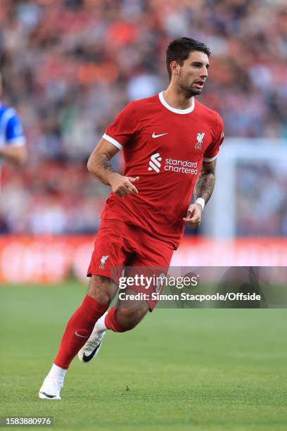 Dominik Szoboszlai of Liverpool in action during the pre-season friendly match between Liverpool FC and SV Darmstadt 98 at Deepdale on August 7, 2023...