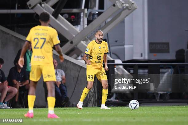 Khalid BOUTAIB during the Ligue 2 BKT match between Pau and Girondins de Bordeaux at Stade du Hameau on August 7, 2023 in Pau, France.