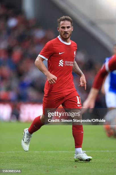 Alexis Mac Allister of Liverpool in action during the pre-season friendly match between Liverpool FC and SV Darmstadt 98 at Deepdale on August 7,...