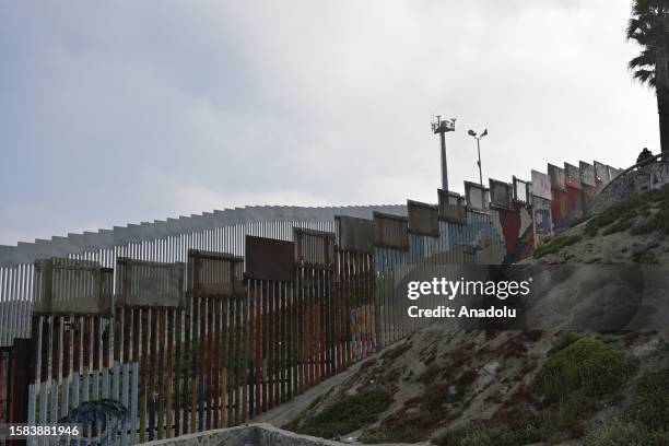 Border construction continues on the secondary fence dividing Mexico and California on the Playas de Tijuana beach border, where 30-foot fence panels...