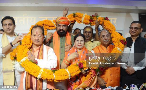 Former Mayor candidate and social worker Mala Sinha join Bharatiya Janata Party in presence of Bihar BJP president Samrat Choudhary, leader of...