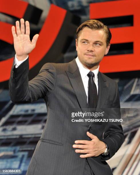 Actor Leonardo DiCaprio arrives at a theatre in Tokyo on July 20, 2010 for the Japanese premiere of his latest film "Inception". AFP PHOTO /...