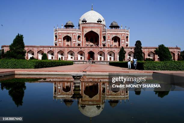 This picture taken on April 5, 2023 shows a general view of the Mughal monument Humayun's Tomb, in New Delhi.