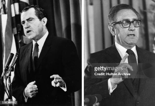 In this composite image a comparison has been made between former US President Richard Nixon and his serving Secretary of State Henry Kissinger....