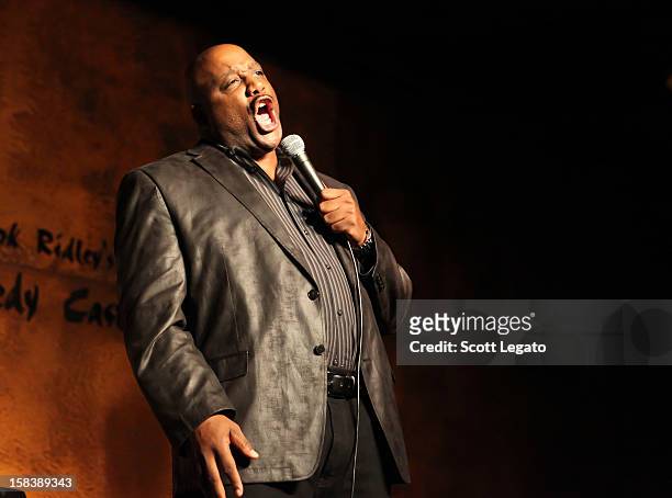 Comedian Duane Gill performs comedy show at Mark Ridley's Comedy Castle on December 14, 2012 in Royal Oak, Michigan.