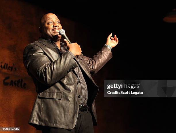 Comedian Duane Gill performs comedy show at Mark Ridley's Comedy Castle on December 14, 2012 in Royal Oak, Michigan.