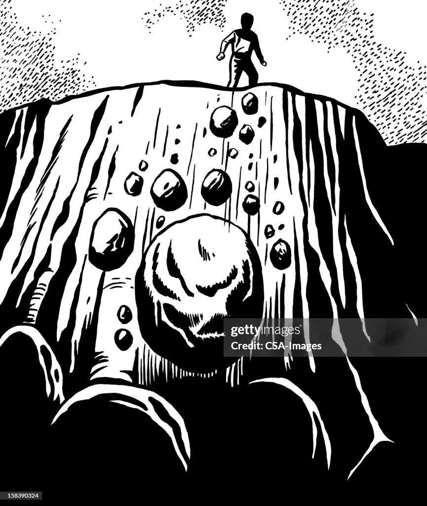 Gravity Rocks Falling Drawing Rocks Falling From Cliff High-Res Vector Graphic - Getty Images