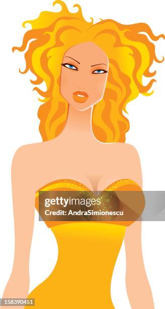 fiery redhead - model attitude stock illustrations