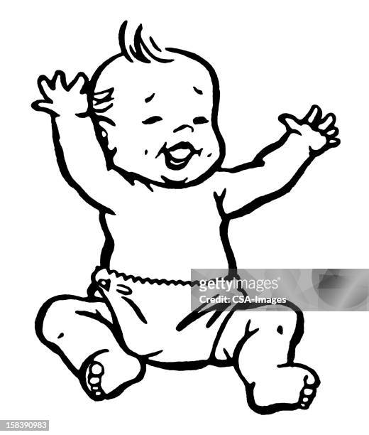illustrazioni stock, clip art, cartoni animati e icone di tendenza di bambino ridere - soltanto un neonato maschio
