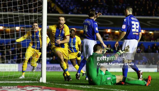 Glenn Murray of Crystal Palace celebrates scoring his second goal during the npower Championship match between Birmingham City and Crystal Palace at...
