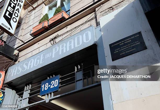 Picture taken on December 15, 2012 in Paris, shows an entrance of the "Passage du Prado" , on the Saint-Denis boulevard. The Paris typical passages...