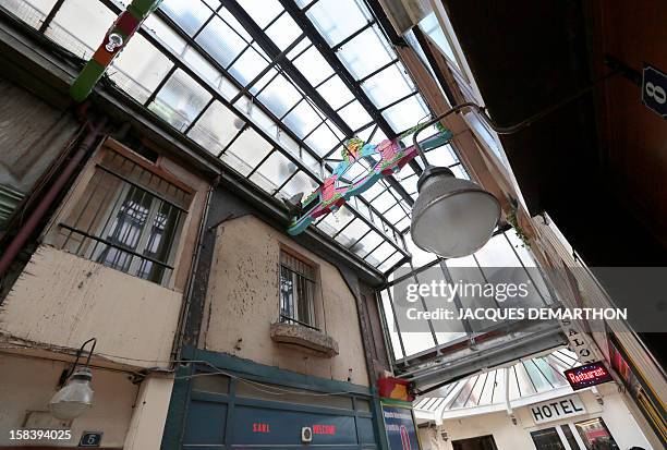 Picture taken on December 15, 2012 in Paris, shows a partial view of the "Passage du Prado" , which leads to the Saint-Denis boulevard. The Paris...