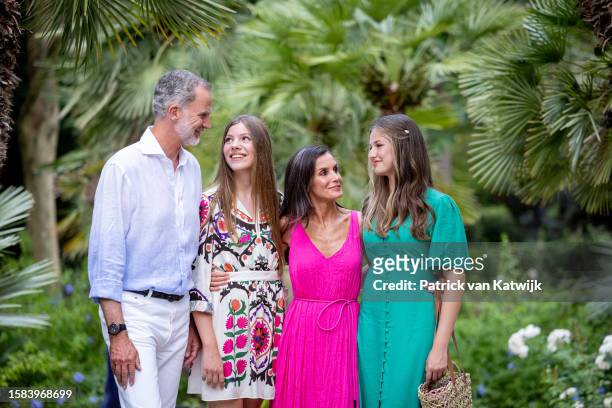 King Felipe of Spain, Princess Sofia of Spain, Queen Letiza of Spain and Princess Leonor of Spain visit Los Jardines de la Alfabia gardens in Bunyola...