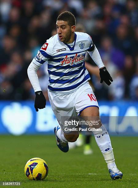 Adel Taarabt of Queens Park Rangers in action during the Barclays Premier League match between Queens Park Rangers and Fulham at Loftus Road on...