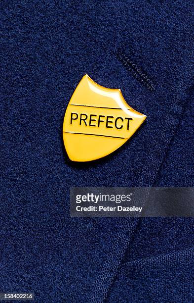 school prefect badge on a blazer - blank badges stock pictures, royalty-free photos & images