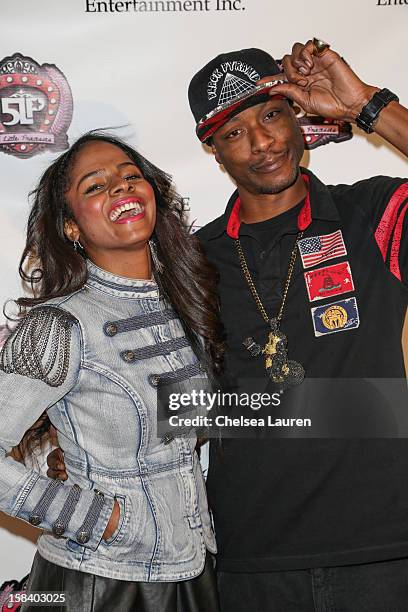 Recording artist Glo and choreographer Flii Stylz arrive at the 5 Little Princesses music showcase at Studio Instrument Rentals, Inc. On December 15,...