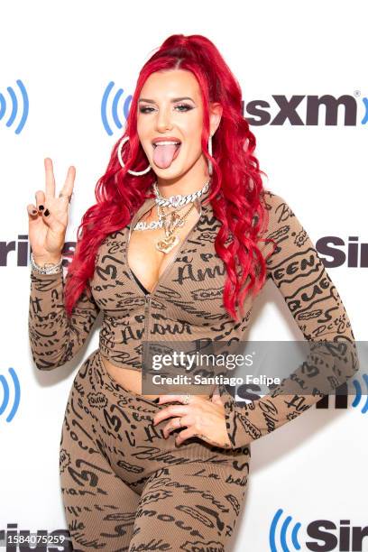 Justina Valentine visits SiriusXM Studios on July 31, 2023 in New York City.