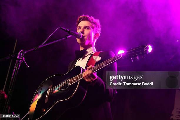 Ryan Follese of Hot Chelle Rae performs at the Salvation Army's 3rd annual Rock the Red Kettle concert held at the Nokia Theatre L.A. Live on...