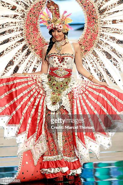 Miss Indonesia Maria Selena displays her national costume at the 2012 Miss Universe National Costume event at Planet Hollywood Casino Resort on...