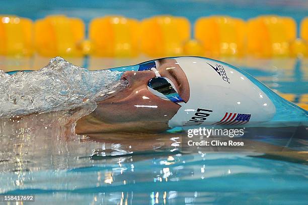 Ryan Lochte of USA competes in the Men's 200m Backstroke heats during day five of the 11th FINA Short Course World Championships at the Sinan Erdem...