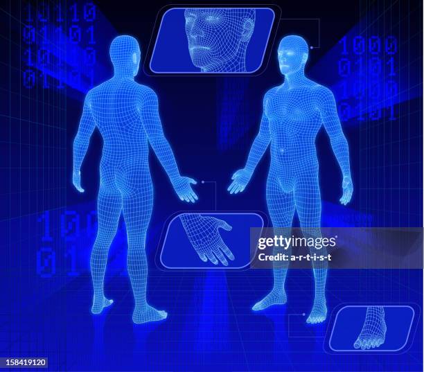 set of two 3d people. - wire mesh stock illustrations