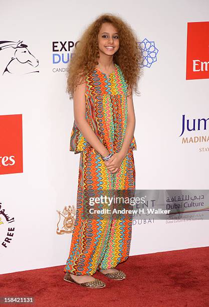 Actress Waad Mohammed attends the Closing Ceremony during day eight of the 9th Annual Dubai International Film Festival held at the Madinat Jumeriah...