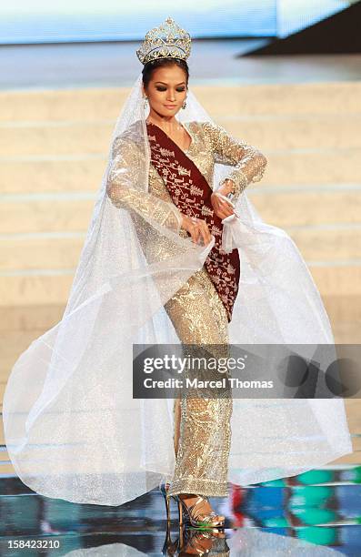 Miss Philippines Janine Tugonon displays her national costume at the 2012 Miss Universe National Costume event at Planet Hollywood Casino Resort on...