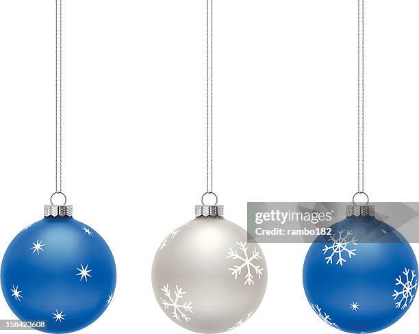 blue and silver christmas balls - blue baubles stock illustrations