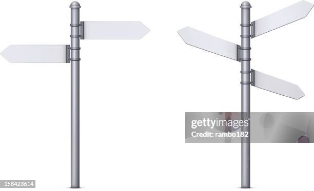 two signposts - directional signs stock illustrations