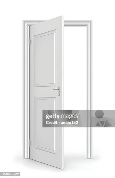 an open, white door leading to nowhere - opening door stock illustrations