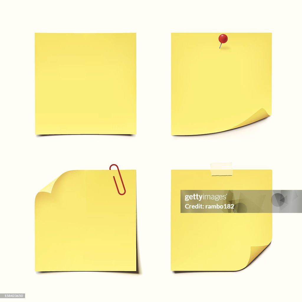 Yellow sticky notes on white background