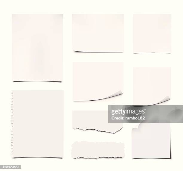 blank notes and papers - bent stock illustrations