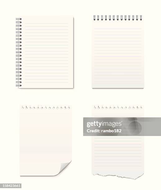 ilustrações de stock, clip art, desenhos animados e ícones de conjunto de notas e páginas em branco - bloco espiral