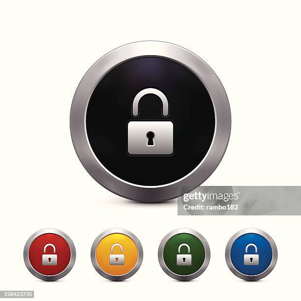 padlock button - silver chrome stock illustrations