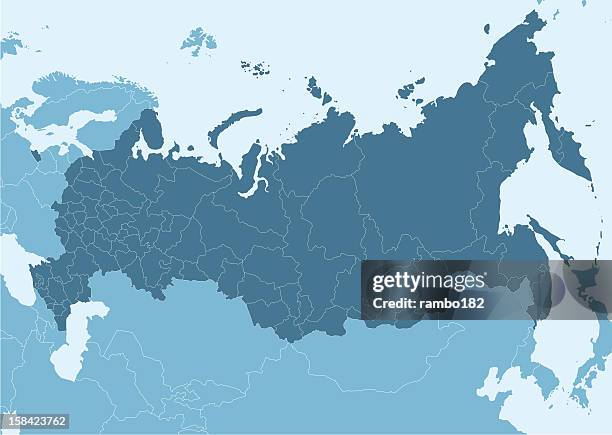 blue map of russia with white border lines - moscou stock illustrations