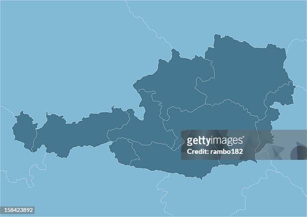 austria map with internal provinces borders marked - austria stock illustrations