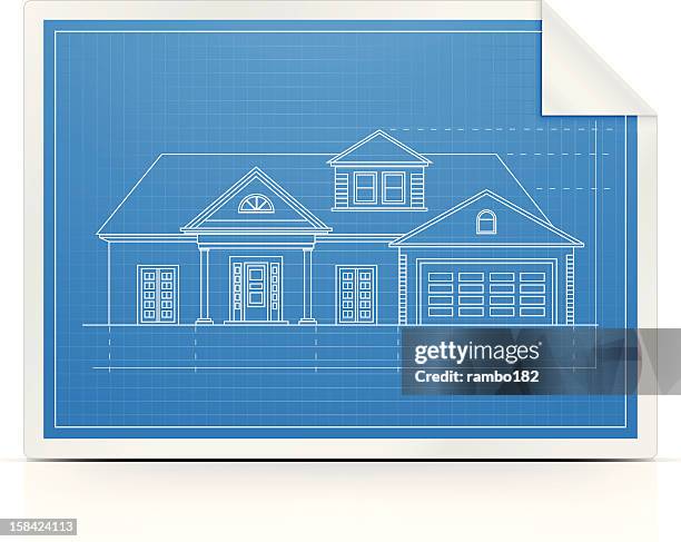 home blueprint - house plans stock illustrations