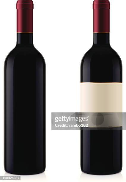 two wine bottles - red wine stock illustrations