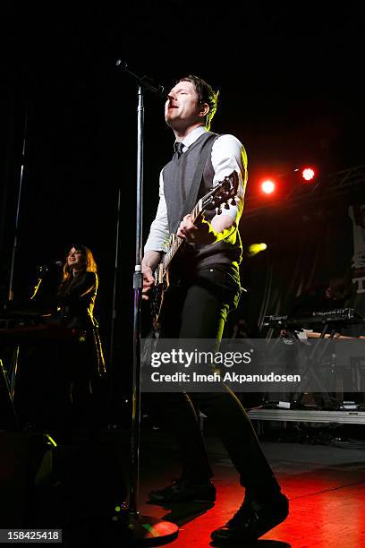 Musician Adam Young of Owl City performs onstage at The 3rd Annual Salvation Army Rock The Red Kettle Concert at Nokia Theatre L.A. Live on December...